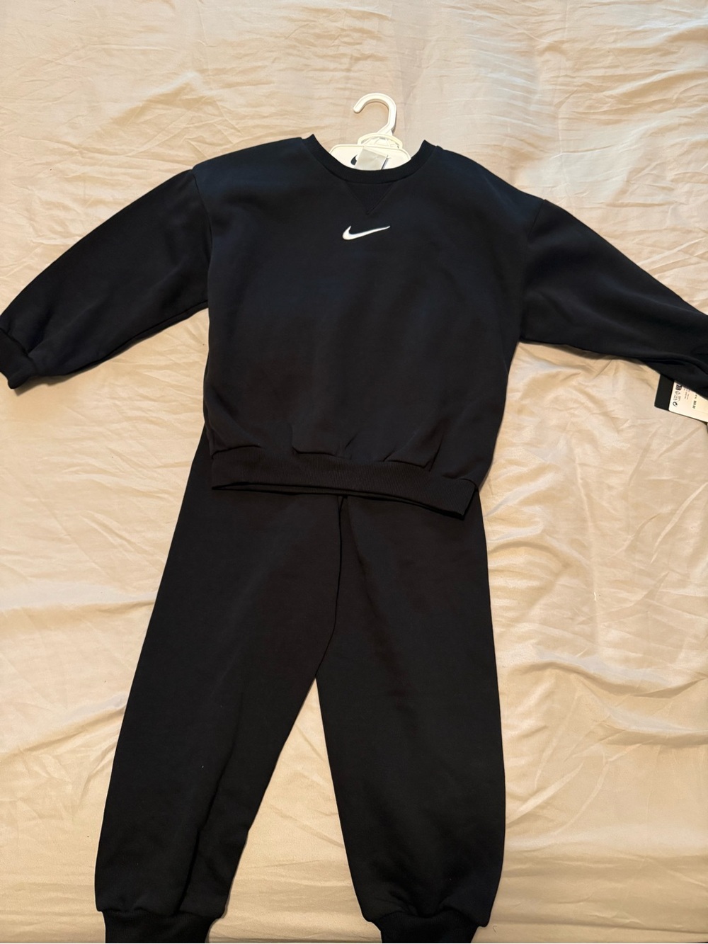 Nike Kids Black Sweatshirt and Joggers Set with White Swoosh